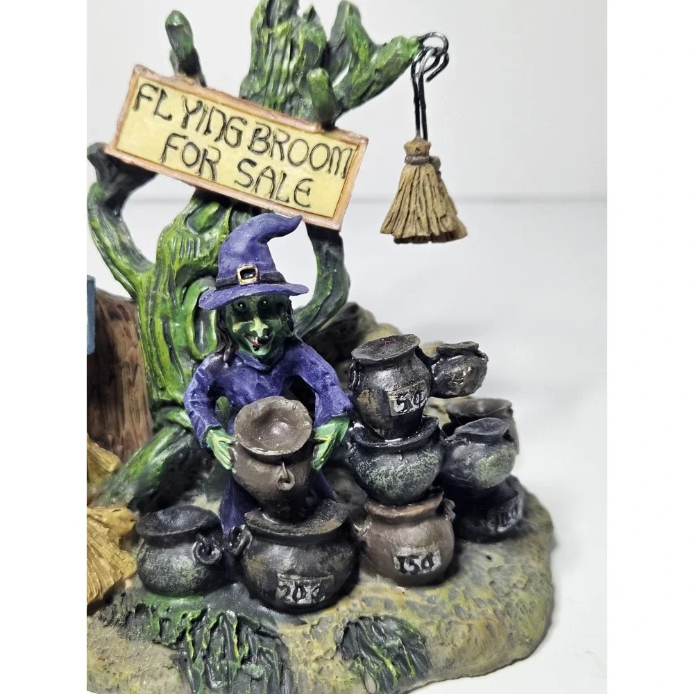 Spooky Hollow Flying Broom For Sale Witch Cauldron Halloween Village 2001